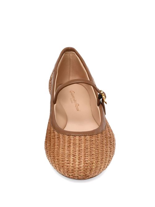 Camel brown woven raffia ballerina GIANVITO ROSSI | G2222305GOMMBNCUCU